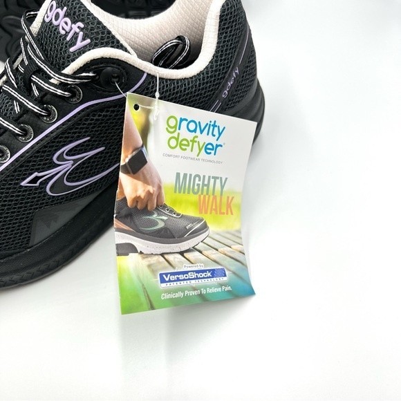 8W 8 W WIDE WIDTH Gravity Defyer Women's Mighty Walk Black‎ Purple Sneakers NEW - Picture 11 of 16